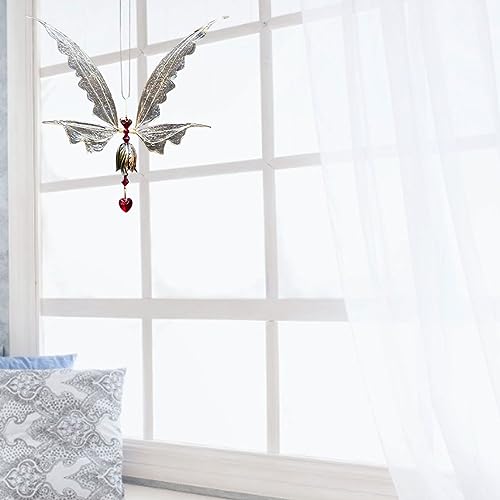Campanas de viento de mariposa para revivir patios apagados con melodías y color rojo 4