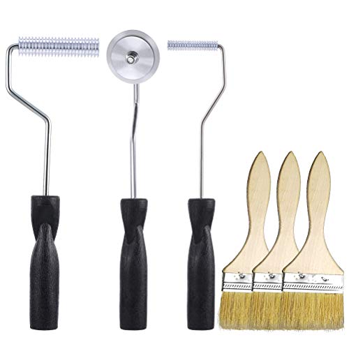 Fiberglass Roller kit Fiberglass Roller Tools and 1Pair Paint Glove with 5PCS Painter's Masking Tape,Fiberglass Bubble Paddle Tool Laminating Roller Kit Pack of 13 for DIY Painting 6pcs