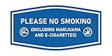 Signs ByLITA Fancy Please NO SMOKING (Including Marijuana and E-Cigarettes) Sign (Blue) - Large