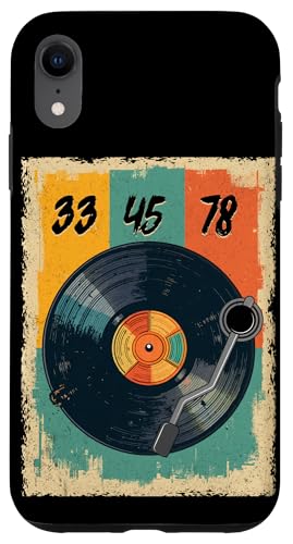 Tourne-disque vinyle rétro 33 45 78 tr/min pour amateur de DJ Coque pour iPhone XR
