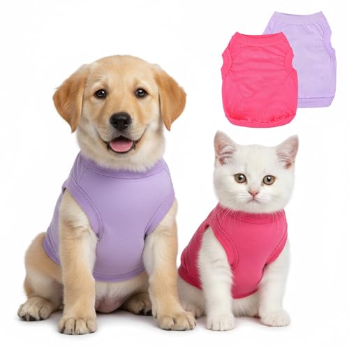 2 Pieces Dog Clothes for Small Dogs, Girl Boy Puppy Soft Dog Shirt, Cute Chihuahua Teacup Dogs Clothes, Breathable Pet Clothing, Year-Round Style with Tank-Style Puppy Attire XX-Small