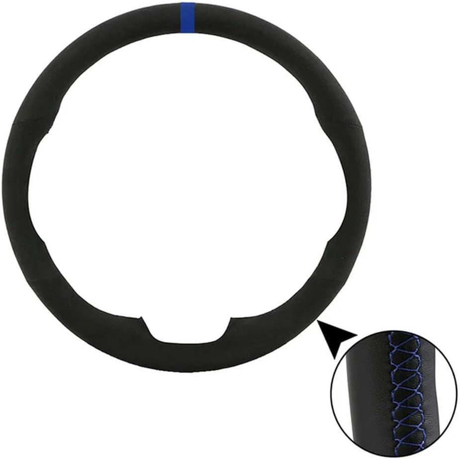 MYMOMS DIY Car Streeing Wheel Cover for M-azda 3 Axela for M-azda CX-7 CX7 for M-azda 5 for M-azda 6 Atenza Suede Braid for Steering Wheel Non-Slip-Blue