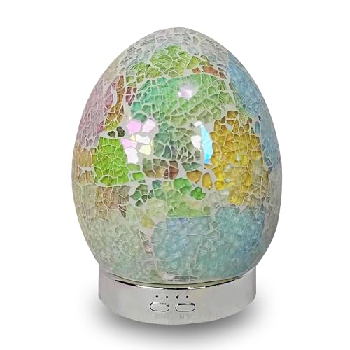 Aroma Haven Luxe Oval S3 Aroma Diffuser 120ml LED Ultrasonic Essential Oil Diffuser for Relaxation, Ambiance, and Aromatherapy Waterless Auto Shut-Off, 7 LED Light Colours (Pearl Frost)