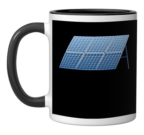 Solar Energy Power Panel Ceramic Mug, Black/White