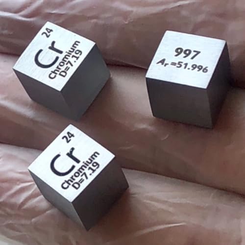 1 Piece 10mm Pure Chromium Metal Cube, 99.7% High Purity Carved Cr, for Periodic Table Element Specimens Collection Hobby, Classroom Demo, Science Demonstration and Lab Experiments Project