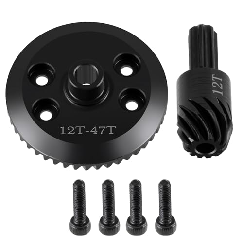 Image of Runup Steel Front Rear Differential Gearbox 47T Differential Gear 12T Spiral Gear Sets for Tra-xxas 1/16 Mini Maxx 2S/Slash Truck Upgrades (Rear)