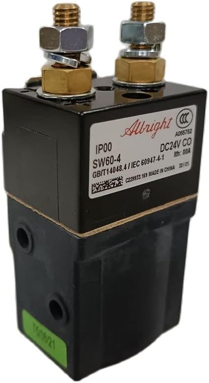 24 Volt 80 Amp DC Contactor SW60-4 24V 80A Solenoid Relay Switch SW60 for Electric Vehicle Material Handling Forklift Pallet Truck Stacker Aerial Lift Platform Golf Cart Robot Sweeper Wagon