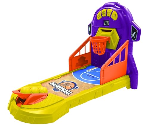 Lexibook JG910 Electronic Basketball Game, Sound and Light Effects, Movable Playing Field, 3 Difficulty Levels, 1 to 4 Players, Purple/Yellow