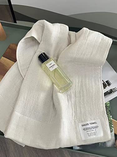 Gauze Towel, Pure 100% Cotton, Natural Flax Thick Towel, Linen Towel, Soft Travel Towel, Hair Towel, Textured, Waffle Weave, Super Absorbent, Sustainable, Quick Dry, Spa Quality (1 Bath Towel, Ivory) #TOP1