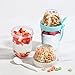Felli On the Go Yogurt Parfait Snack Cup 12 oz Reusable Leak Proof + Travel Spoon, Topping Holder for Fruit Cereal Milk, To Go Lunch Healthy Portion Control Overnight Oats Container Clear (2, Blue)