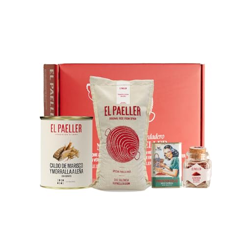 EL PAELLER - Cesta Gourmet | Arroz Albufera D.O. Valencia, Caldo de Marisco a Leña, Pimentón Dulce y Azafrán DOP | Regalo Gastronómico Exclusivo