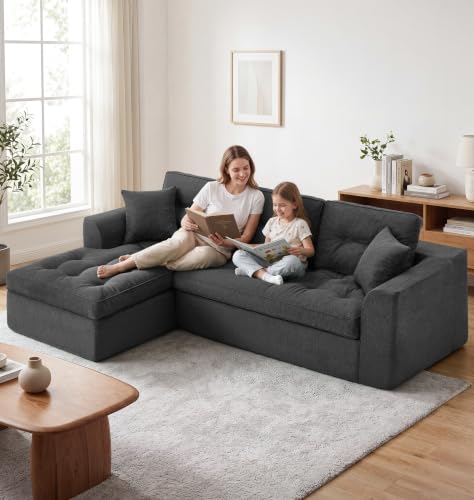 Image of Hobestluk Couch Sofa for Bedroom, Living Room, Office (Grey-L, Large)