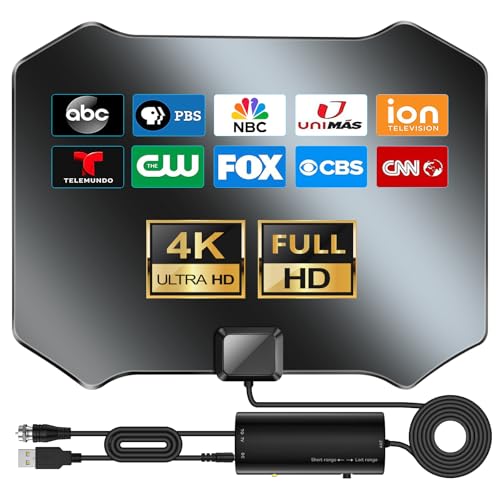 2026 Upgraded TV Antenna for Local Channels, Indoor Antenna for Smart TV, HD Antenna Long Range with Amplifier Signal Booster 4K 8K for Indoor Outdoor Use -18FT Coxial Cable