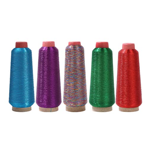 Hilos de máquina metálicos de poliéster en 5 colores para bordado y costura