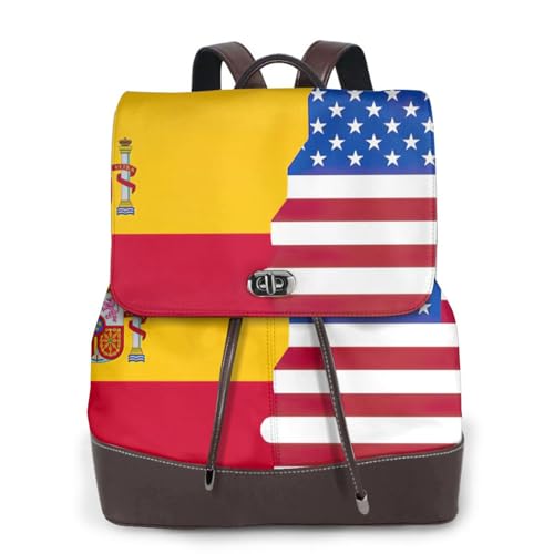 Sac à dos campus unisexe noir en cuir pour voyage et loisirs