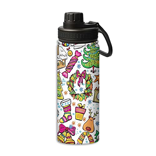 Sarnfans Christmas Insulated Water Bottles,18Oz Water Bottle,Xmas Snowman,Stainless Steel Metal Water Bottle, Reusable Thermos Bottle, Cold & Hot Water Bottle For Sports,Gym,Orange #TOP20