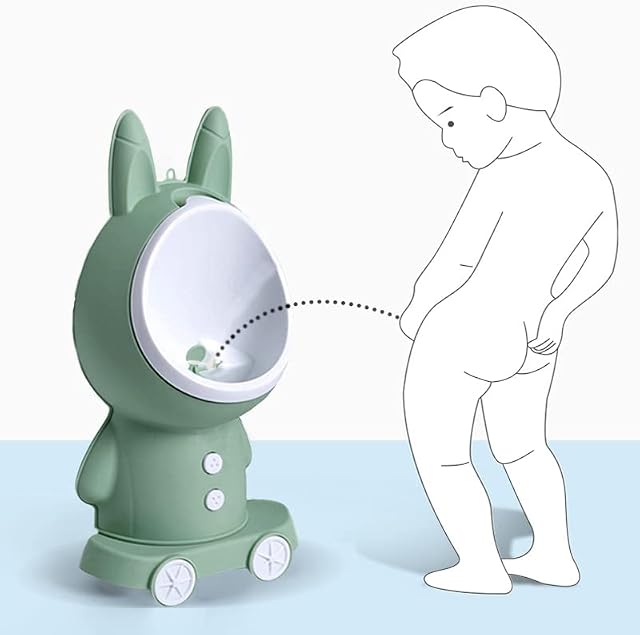 Baby Boy Green Wall-Mounted Hook Rabbit Urinal Trainer, for Easy Pee Training with Sobebear