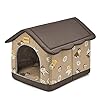 Jiupety Dog House Indoor, L Size Indoor Dog House for Medium Dog, Warm Cave Sleeping Nest Bed for Cats and Dogs, Brown