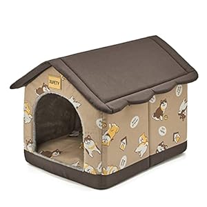 Jiupety Dog House Indoor, L Size Indoor Dog House for Medium Dog, Warm Cave Sleeping Nest Bed for Cats and Dogs, Brown
