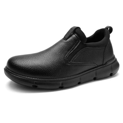 Men's Orthopedic Leather Dress Walking Shoes: Comfortable Diabetic Arch Support Plantar Fasciitis Oxfords, Casual Pain Relief Classic Formal Modern Ergonomic Easy On/Off Loafers Black Size 11.5