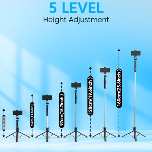 Image of Sounce Foldable Selfie Stick Tripod for Smartphone & GoPro 67 inch /170 Cm | 7-Section Extendable Pole | 360 Rotation | 3-Leg Stable Base | 10m Wireless Remote | for Vlogging & Selfies