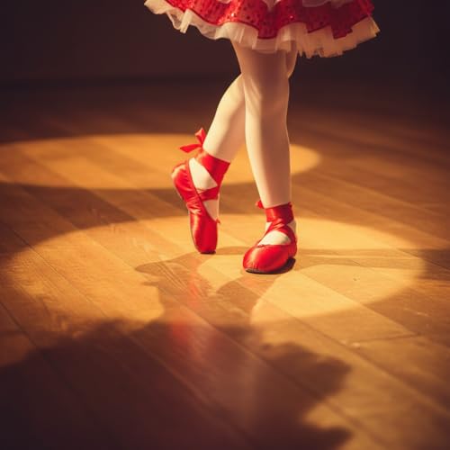 MSMAX Girls Ballet Shoes Satin Ribbon Tie Dance Shoes for Toddlers & Kids — Soft Split Sole Ballet Flats for Class, Recital & Performance Red 9.5 M US Toddler - Thumbnail 2