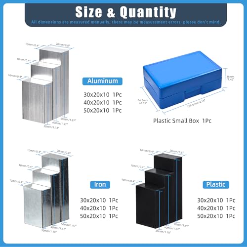 Glarks 9pcs 30/40/50mm Dichte Block Cuboid Gruppe Kit, Dichteblöcke, Aluminium-Kunststoff-Quadergruppe für Dichteuntersuchung, spezifisches Schwerkraft, Sammlerstück, spezifisches