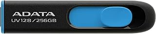 ADATA 256GB USB 3.0 Memory Pen, UV128, Retractable, Capless, Black & Blue
