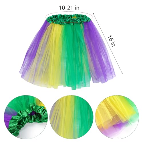 Yymobt Mardi Gras Costume Accessory Set for Women Feather Headband Mask Necklace Durable Beads Tutu Skirt Socks for Parades and Party Celebrations - Thumbnail 4