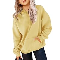 Yuccalley Girls Casual Long Sleeve Hoodies Cute Oversized Fleece Pocket Sweatshirt Tops (US, Age, 11 Years, Yellow)