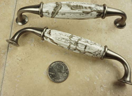 Diy Décor Hub-Set Of 6 Antique Silver Ceramic Pumpkin Handles With Gray Marble Finish #TOP4