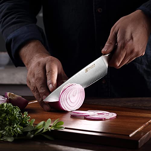 Paudin Damascus Chef Knife, 8 Inch Japanese High Carbon 67-Layers Vg10 Stainless Steel Kitchen Knife, Ultra Sharp Kitchen Knives With Full Tang Ergonomic G10 Handle For Kitchen And Restaurant #TOP3