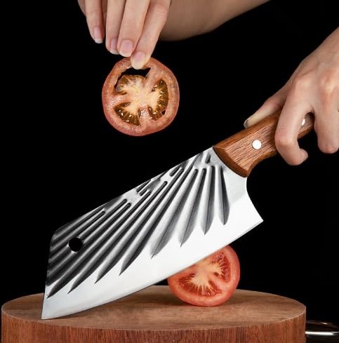 ساطور لحوم 7 انش، سكين ساطور صيني حاد للغاية، سكين تقطيع كامل تانغ 30Cr13 شفرة ستيل بسمك 2.2 ملم، سلسلة تشكيل يدوية كلاسيكية