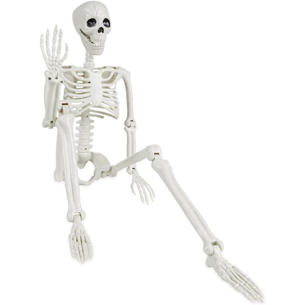 Xingyunmaiqiu White 1Pcs Halloween Posable Skeleton, 90Cm/3Ft Realistic Human Skeleton Bones Full Body Movable Joints For Halloween Props Spooky Party Decoration