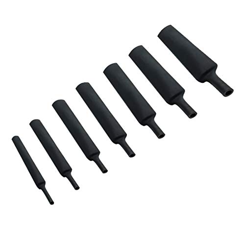 Dual Wall Heat Shrink Tubing 3:1 Ratio Heat Activated Adhesive Glue Lined Marine Shrink Tube Wire Sleeving Wrap Protector Black 5Ft (7 Sizes) #TOP5