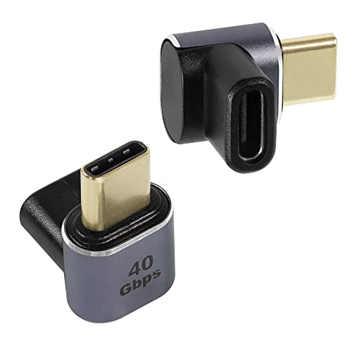 QIANRENON Adapter USB C 90° łącznik USB 4.0 typ C żeński na męski kątowy przedłużacz złącze 40 Gb/s, obsługa transmisji audio i wideo 8K przy 60 Hz 100 W szybkie ładowanie OTG, 2 szt