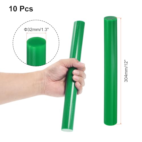 Image of uxcell 10 Pcs Plastic Rods 32 x 304mm Round Solid ABS Styrene Stick for DIY Toys Building Architectural Model Making, Green