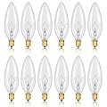 NETEHA 12 Pack Candelabra Torpedo 40W E12 Base 120V Decorative Vintage Light Bulbs, 2700K Warm White Dimmable Edison Candle Bulbs for Chandeliers, Ceiling Fan Lights and Pendants