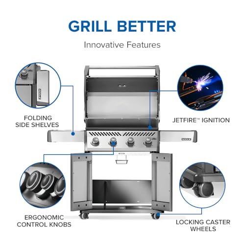 Image of Napoleon Rogue 525 Natural Gas Grill, Stainless Steel, Durable 4-Burner Gas Grill