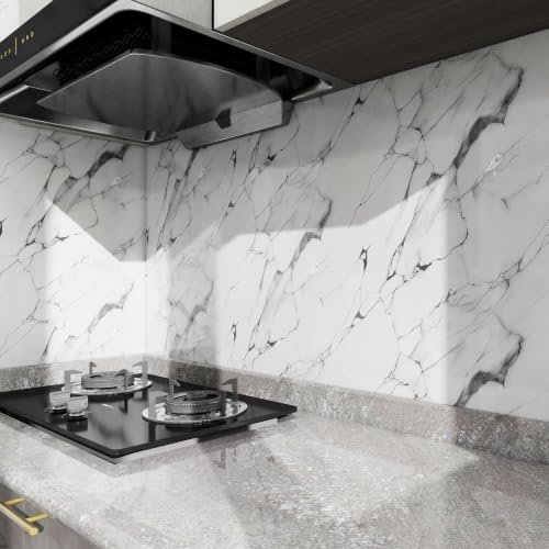 Marble Contact Paper 23.6"X236.2" White Silvery Peel and Stick Wallpaper by wishFIRE - Used condition - Image 3