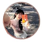 [Aishaba]【凸面鏡 車載】マルチ自撮り用旅行鏡 カップルSNS投稿に適 軽量ポータブル設計(85g) ダブルカーフ曲面で自然な遠近感 夏休み旅行の必須アイテム ボーダー付きラージサイズ、9.5cm