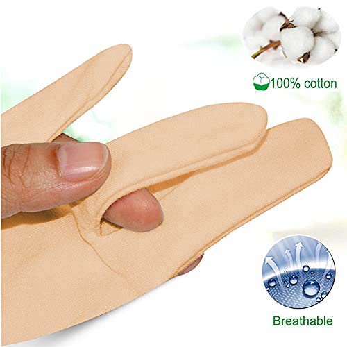 QSN STUFF Women's/Men's Cotton Sun burn Protection Double Layered Gloves & Women Cover Up Cotton Gloves, Cotton Hand Gloves for Bike and Riding (Black-Beige, Free Size, 2 Pairs) 1