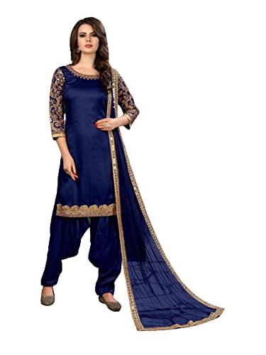 Salwar Kameez Patiala bleu en soie costume indien Punjabi femme taille M