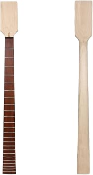 Vetimobato Paddle Headstock Electric Bass Guitar Neck Replacement Maple Bass Neck 24 Fret Rosewood Fretboard Bolt-On Unfinished Parts for DIY Shaping & Repair 34" Scale 42mm Nut and 65mm Heel