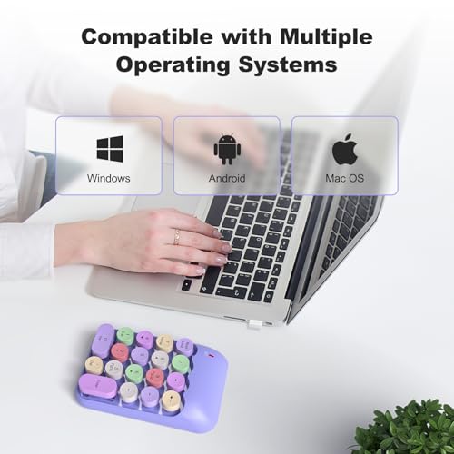 Image of MOFII Wireless Number Pads - Purple Numeric Keypad 18 Keys USB 2.4G Round Keycap Colorful Extensions Keypads, Financial Accounting Portable Numpad 10 Key for Laptop /PC /Notebook /Surface Pro