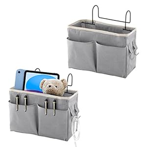 Ksvaye Graue Betttasche zum Einhängen, 2 Stück