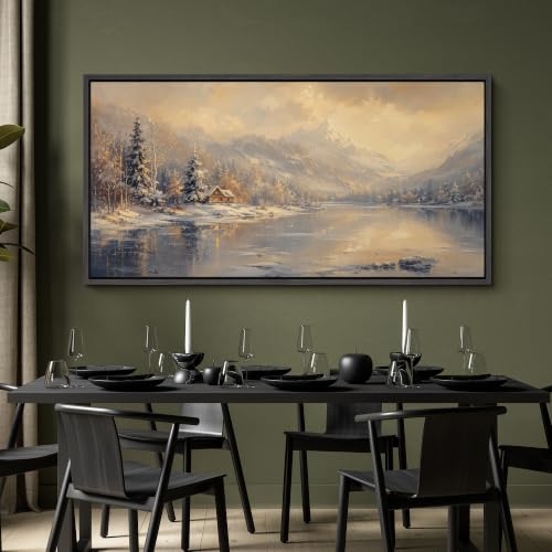 Image of MUDECOR Extra Large Framed Canvas Print Wall Art Cabin Art for Living Room