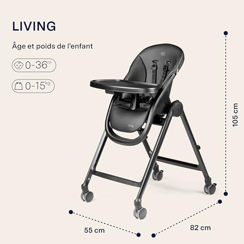 Chaise haute dès la naissance PEG Living True Black réglable - 2