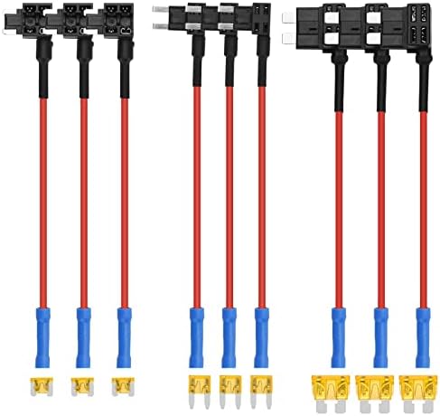 Zestaw bezpieczników 9PCS, 3 Rodzaje bezpieczników Piggy Back Dodaj bezpiecznik obwodowy Bezpieczniki samochodowe Uniwersalny uchwyt bezpieczników Ato Atc z obwodem Mini Blade dla łodzi samochodowych