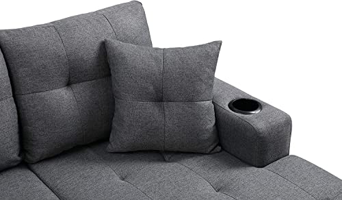 Emkk Living Room Furniture Sets,Sectional L Shaped Couch Sofa With 2 Pillows Left/Right Chaise Longue, Modular Upholstered Convertible Corner Sofá With Armrest Storage For Apartment #TOP6